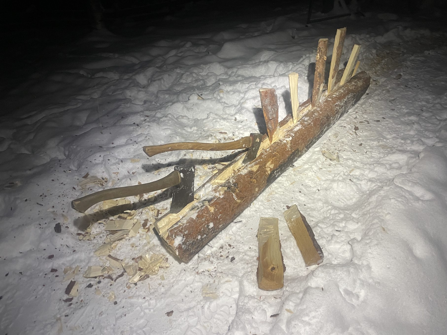 Trying to split timber.