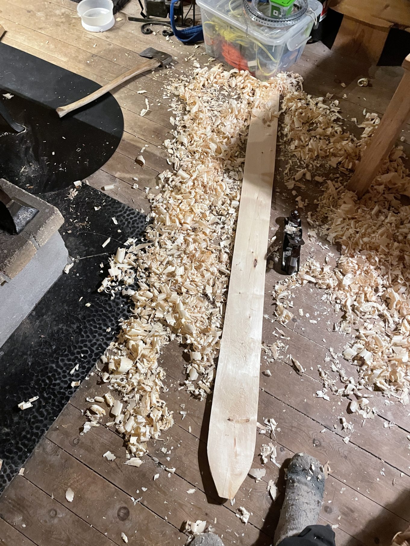 Sometimes it's useful to work inside, although it can get messy.